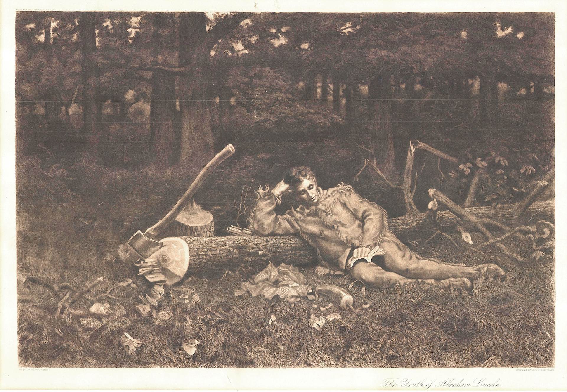 Print by Ernest F. Hubbard, based on painting by Rhees