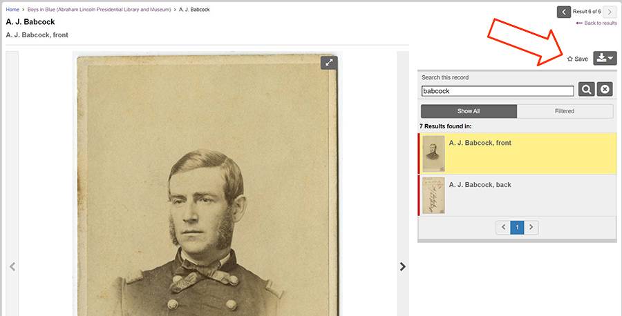 The arrow shows the download button from Babcock’s page.